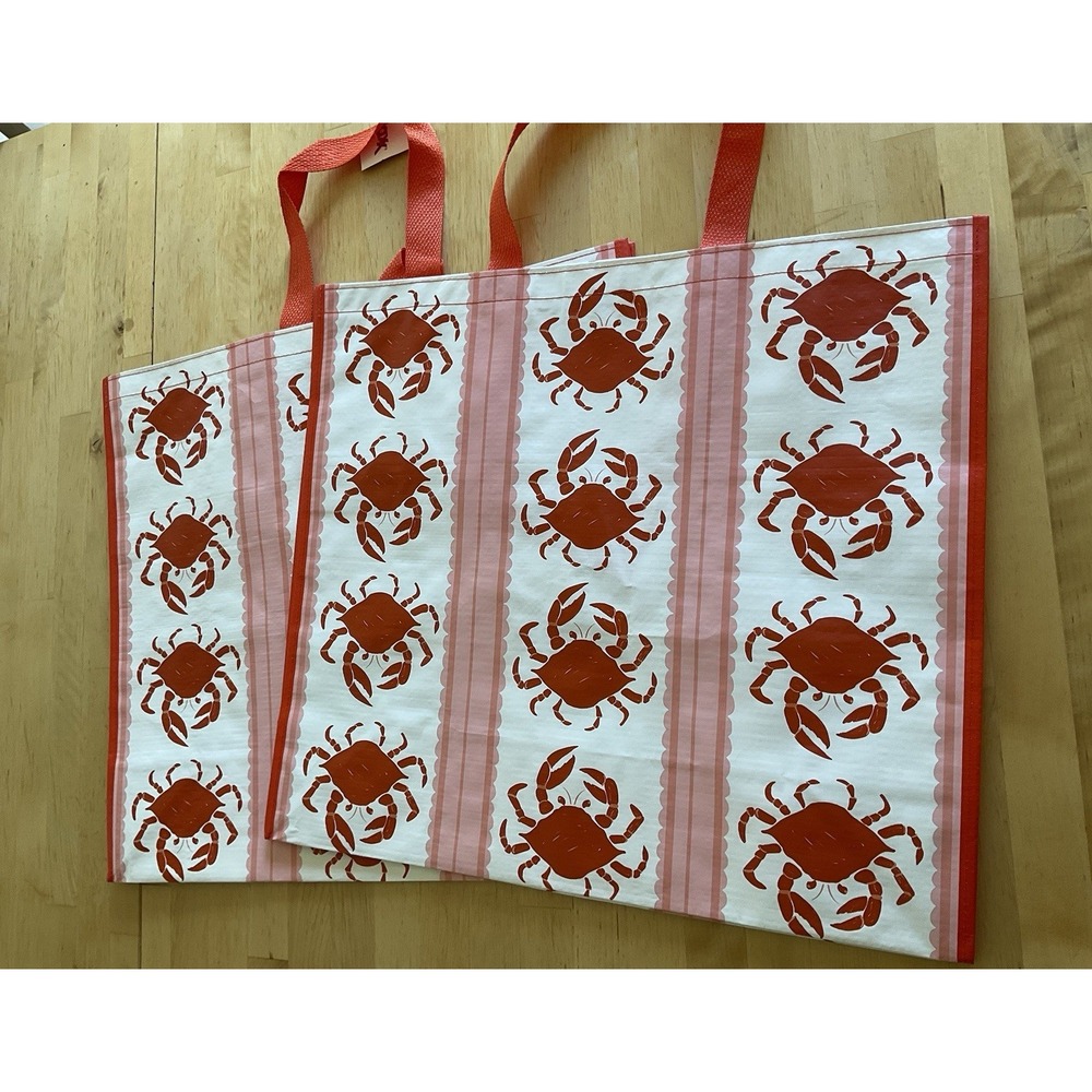 2 Reusable Shopping Bag Tote CRAB 🦀 WALK TJMaxx NWT